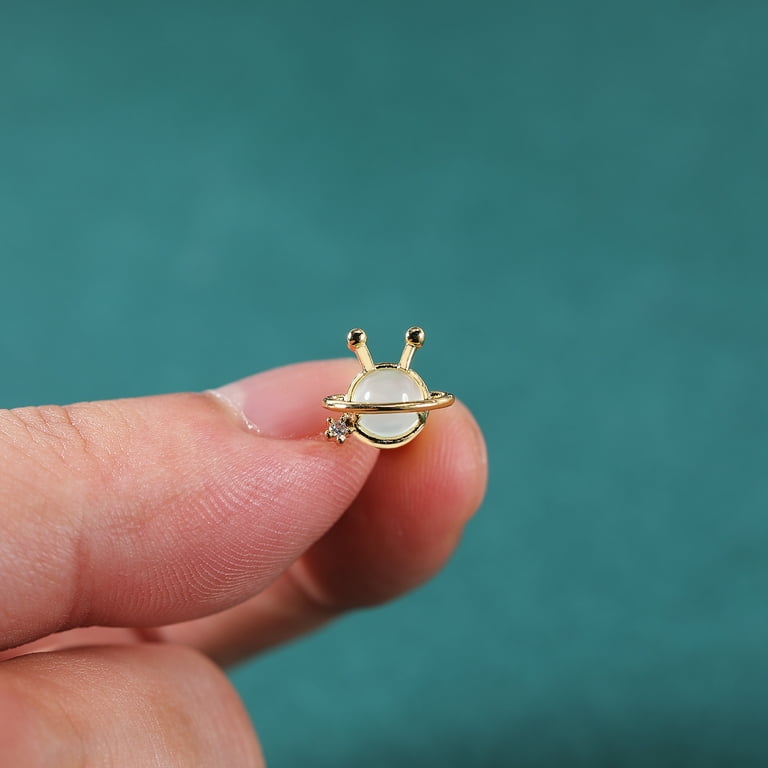 ZS 20G Pair Cute Alien Stud Earring Opal Cartilage Helix
