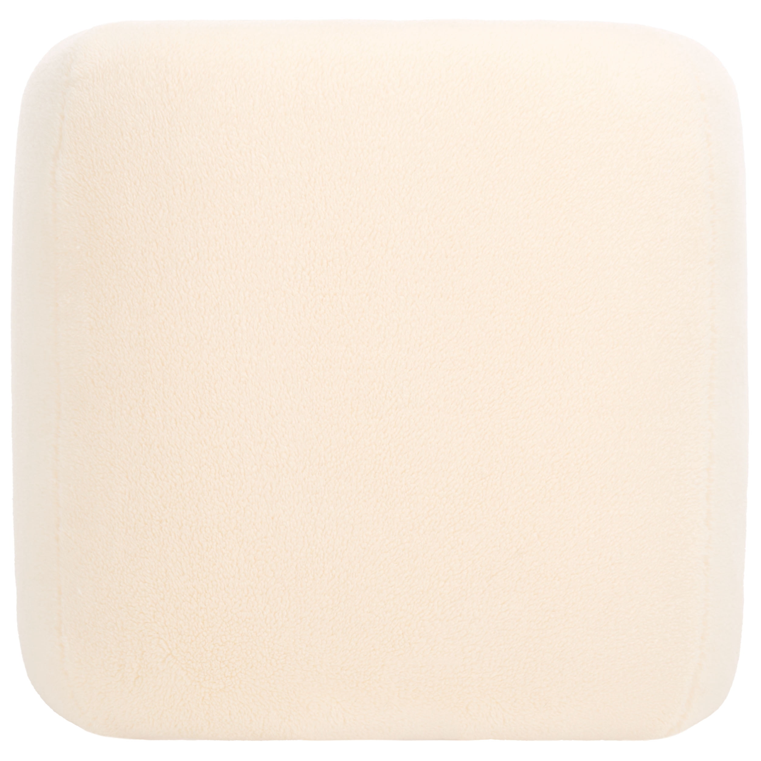 SAFAVIEH Kibo Modern Faux Shearling Ottoman, Cream