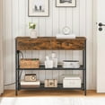thumbnail image 2 of HOOBRO Narrow Console Table with Charging Station & 2 Drawers, Industrial, Rustic Brown and Black, 2 of 10