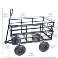 thumbnail image 7 of Tool Wagon Cart with Removable Fence, Push Pull Outdoor Garden Cart with 180 Degree Steering Range Handle and 4 Wheels, Metal Utility Wagon Truck for Grocery Camping Shopping Sports, Black, 7 of 7