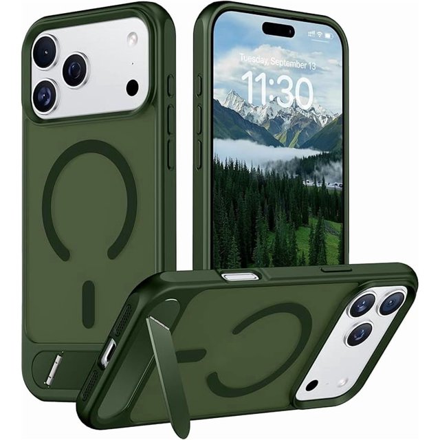 Funda Delgada Mate con Soporte Oculto para iPhone 17 Pro Max 6.9", Negro