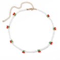 thumbnail image 1 of Collar de cuentas acrílicas Collar con decoración de cerezas Collar grueso con cuentas de arroz, 1 of 5