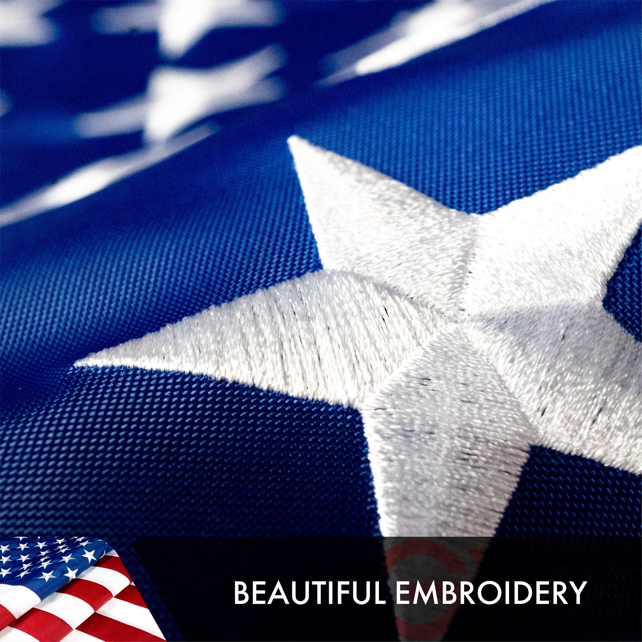 G128- Heavy Duty Double-Sided 3x5 ft Embroidered American Stars Sewn Stripes Brass Grommets US Flag