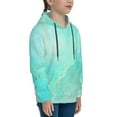 thumbnail image 3 of Kdxio Cyan Mint Marble Pattern Boys Athletic Unisex Boys Girls Hoodie with Pocket Sweatshirts-Medium, 3 of 6