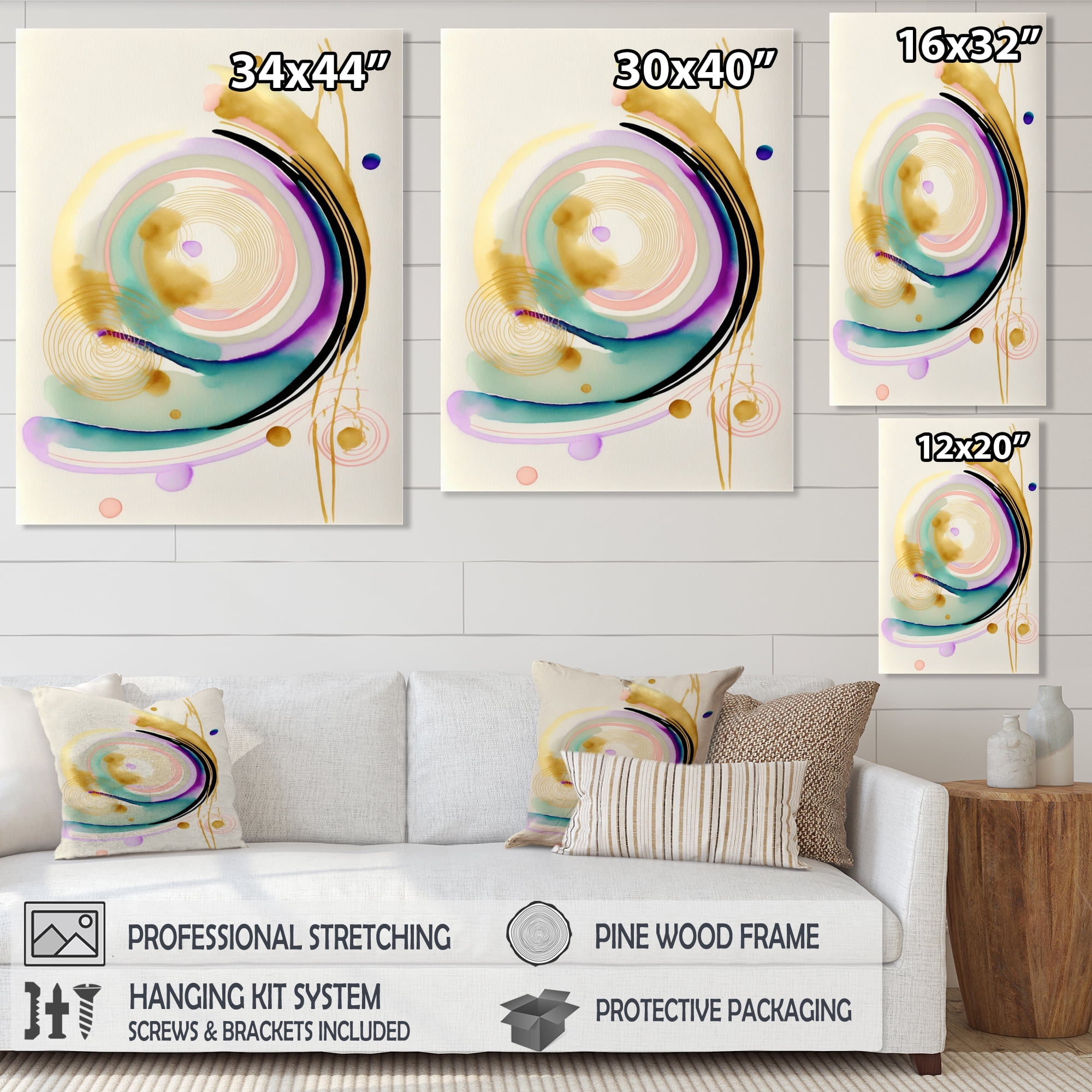 Designart Modern Purple Hint Spiral Canvas Wall Art