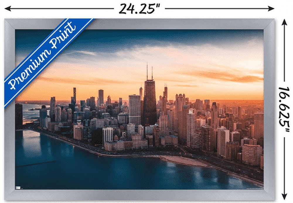 Cityscapes - Chicago, Illinois Wall Poster, 14.725" x 22.375", Framed
