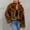 Brown, variant on Drovellove Plus Size Women's Faux Fur Coat Long Sleeve Warm Winter Jacket with Turn Down Collar | Plush Furry Outerwear for Cold Weather, Cozy Casual Style, Dressy Party Look