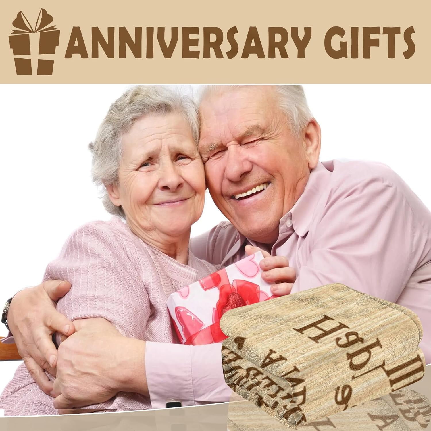 Wedding Anniversary Blanket Gifts for Him Her Wife Husband Men Women, Best Romantic Anniversary Marriage Gift for Couple Mom Parents, Happy Anniversary for Girlfriend Boyfriend Gifts Blanket