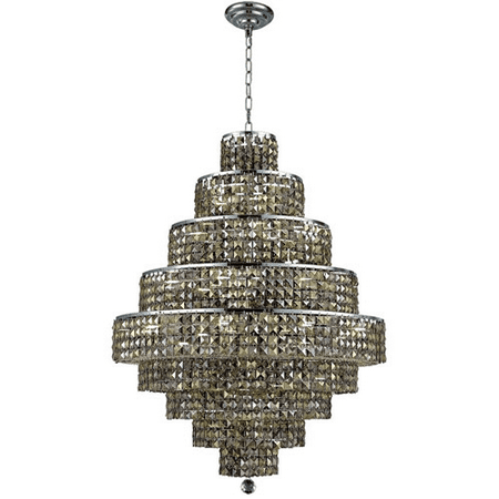 

Chandeliers 20 Light With Golden Teak (Smoky) Crystal Royal Cut Chrome size 30 in 1200 Watts - World of Classic