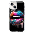 thumbnail image 1 of MUNDAZE Apple iPhone 14 Shockproof Clear Hybrid Protective Phone Case Colorful Lip Graffiti Painting Art Cover, 1 of 5