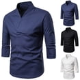 thumbnail image 5 of WREESH Men's Retro Cotton Linen 3/4 Sleeve V-Neck Loose Shirt, Casual Hanfu Inspired Outfit Black, 5 of 5