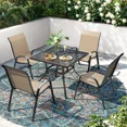 thumbnail image 7 of Techmilly Patio Chairs Set of 4, Outdoor Dining Chairs High Back with All Weather Breathable Textilene, Metal Frame for Lawn Garden Backyard Deck, Brown, 7 of 7