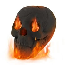 Costway Ceramic Fireproof Fire Pit Skull, Reusable Imitated Human Skull for Gas Black