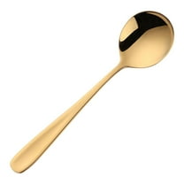 Hiroekza 304 Stainless Steel Soup & Dinner Spoon Set - Thickened, Ergonomic Flat Handle, Dishwasher Safe Gold