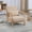 Beige color, variant on Accent Chairs, Single Linen Lounge Reading Armchair with Solid Wood Frame, Mid Century Modern Easy Assembly Arm Chairs for Living Room-Beige