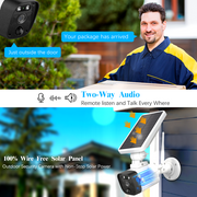 {100% Wire-Free Wireless Solar Cameras} 2-Way Audio PIR Detection Dual Antennas Outdoor Wireless Surveillance Camera System 1600P WiFi Battery Surveillance Video by OOSSXX