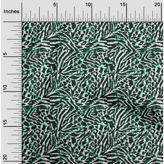 oneOone Cotton Jersey Dark Green Fabric Animal Skin Sewing Material Print Fabric By The Yard 58 Inch Wide-BXY
