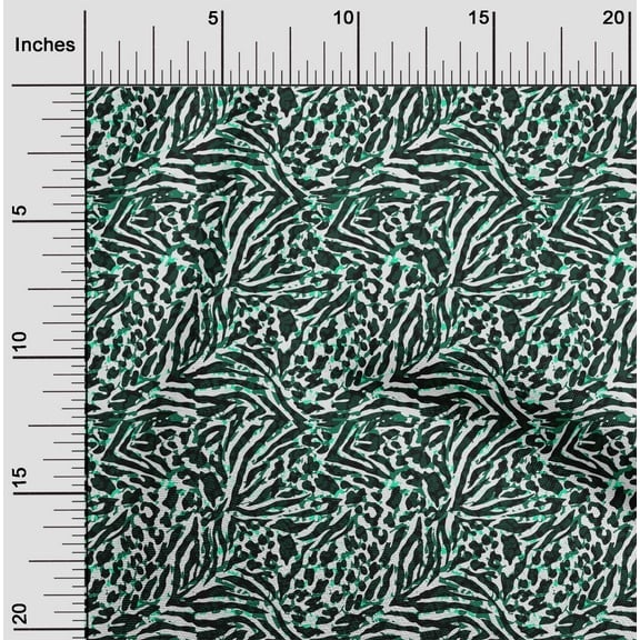 oneOone Cotton Poplin Dark Green Fabric Animal Skin Sewing Material Print Fabric By The Yard 56 Inch Wide-DUK