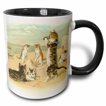 

3dRose Cats at the Beach Two Tone Black Mug 11oz
