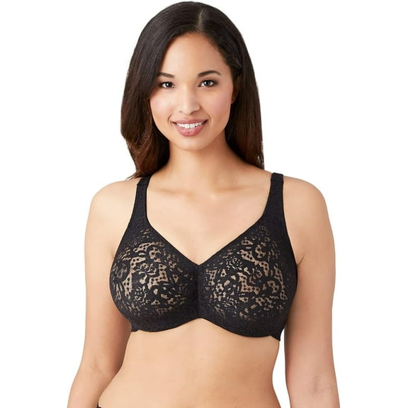 Wacoal Women’s Plus Size Halo Lace Full Coverage Underwire Bra, Black , 40DDD