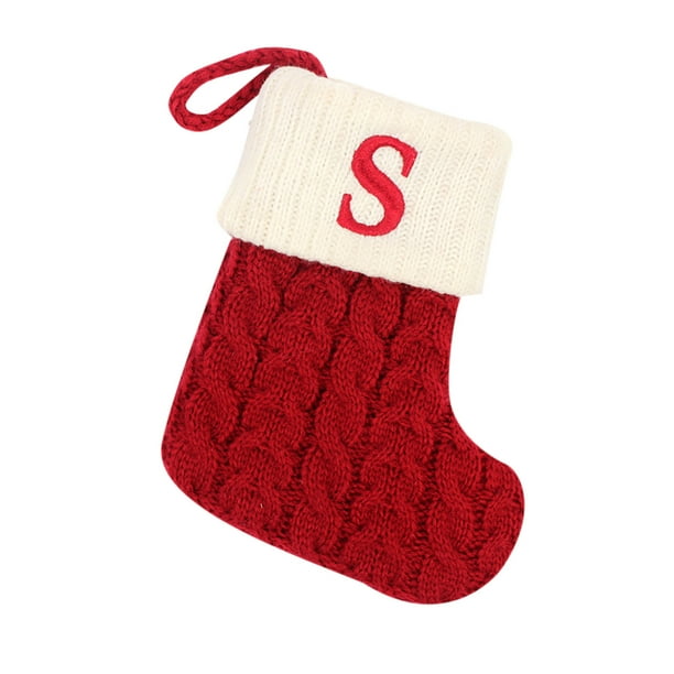 Calcetín impreso con letras navideñas, colgante de lana, adornos navideños, bolsa de regalo, calcetines Fridja nalpqowj28219