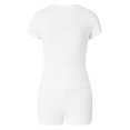 thumbnail image 4 of Conjunto De Pantalones Cortos Ajustados Y2K Conjunto de chándal ajustado de 2 piezas Conjunto casual de manga corta Trajes de mujer (Blanco L) Cgtredaw  Para estrenar, 4 of 9