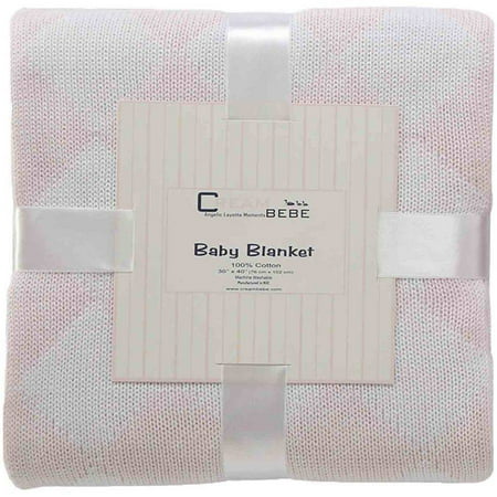 Cream Bebe Argyle 100 pour cent en tricot de coton Couverture de bébé, rose / blanc