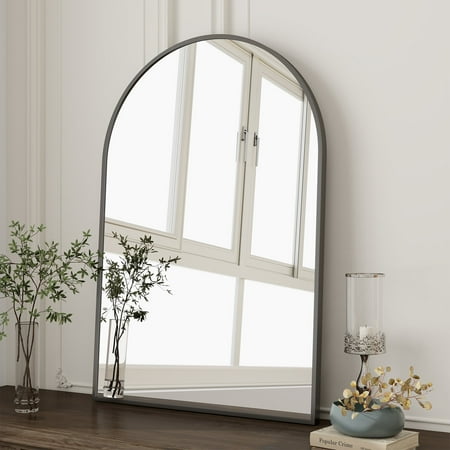 BEAUTYPEAK 20 x 30 Bathroom Mirror Wall Vanity Arched Mirror Black