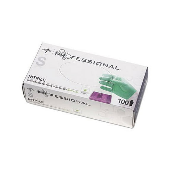 Professional Nitrile Exam Gloves with Aloe Small, Green, 100/Box