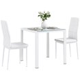 thumbnail image 1 of HOMCOM Table de Cuisine Rectangulaire en Verre avec Chaises, Ensemble pour 2, Blanc, 1 of 10