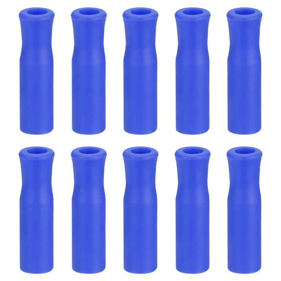 10pack Silicone Straw Tips, Soft Reusable Straws Tips Fit for 1/4 Inch(6mm) OD Stainless Steel Straws, Blue