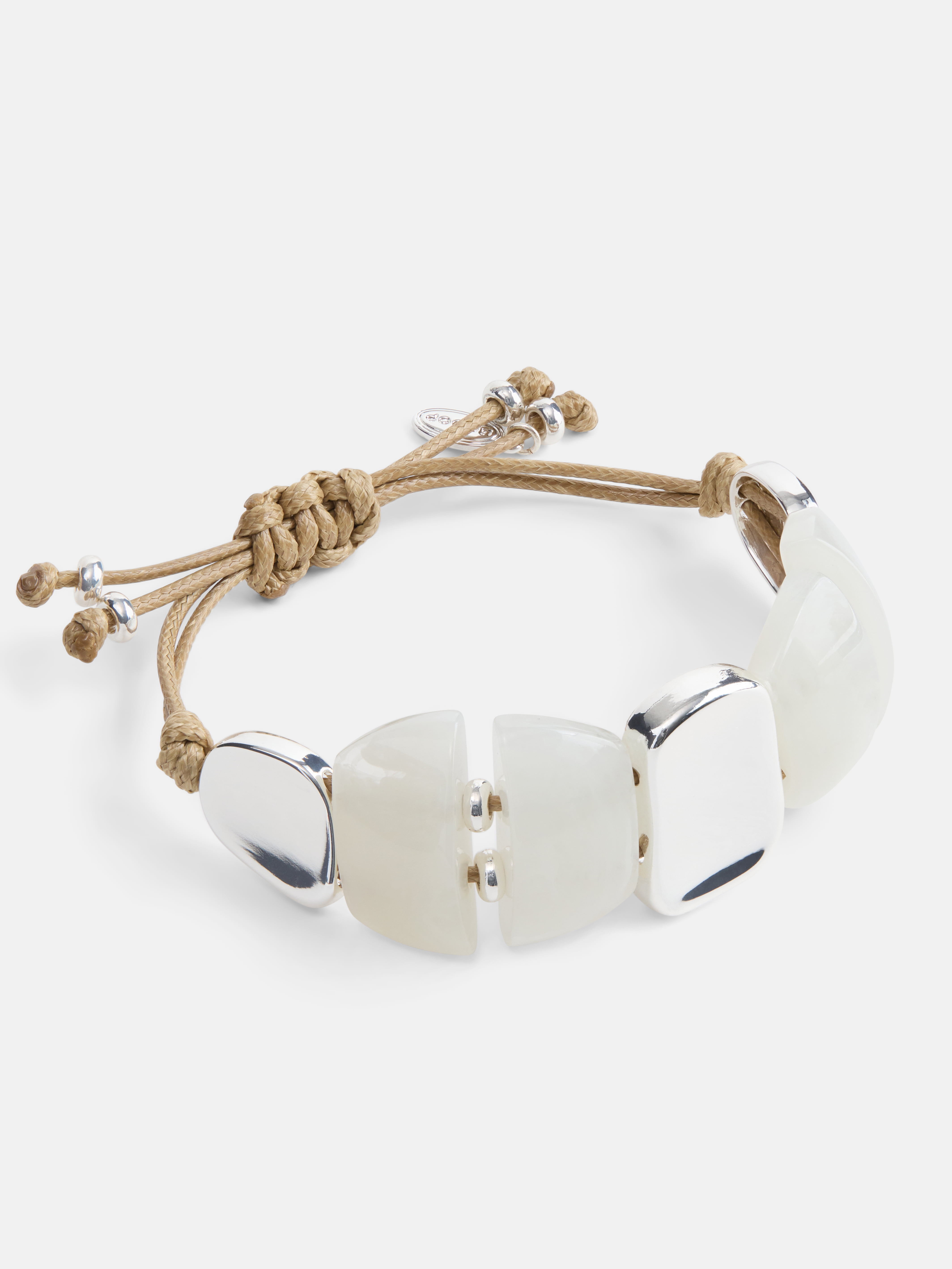 Scoop Women's Tan Cord Bracelet with Geometric Beads
