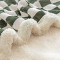 thumbnail image 3 of Sherpa Throw Blanket Fleece Blanket with Checkered Pattern Soft Thick Blanket for Couch, Bed, Sofa Luxurious Warm and Cozy for All Seasons (Dark Olive,60"x80"), 3 of 6