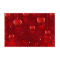 FYTPOV Flax Placemats, Hearts Printed Romantic Placemats for Kitchen and Dining, Valentines Day Decorations, Christmas Placemats for Party Home Decor, Table Decor, 18x12 in