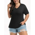 thumbnail image 3 of DreamFish Women's Plus Size Tops V Neck T Shirts Summer Short Sleeve Oversized Tees Casual Loose Fit Tunic, 3 of 5