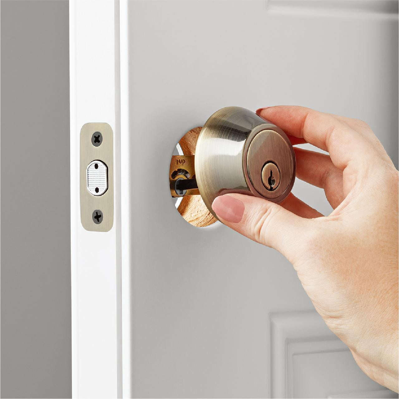 Hyper Tough Keyed Entry Single Cylinder Deadbolt Lock, Antique Brass Finish