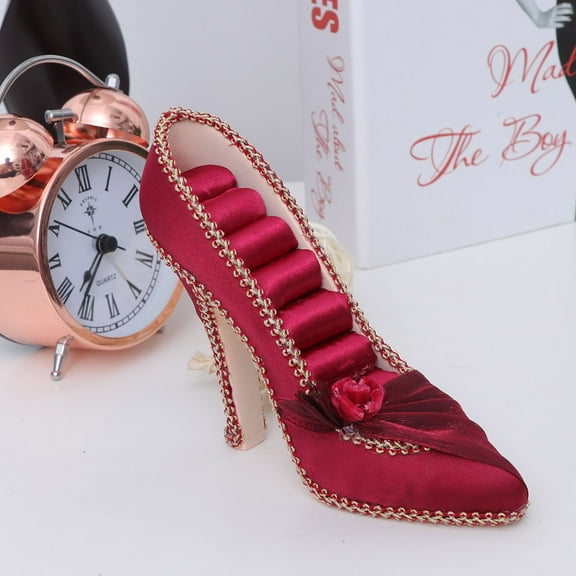 Raindrops Dark Red High Heel Shoe Ring Holder Stand Jewelry Organizer Storage for Women 1 Set