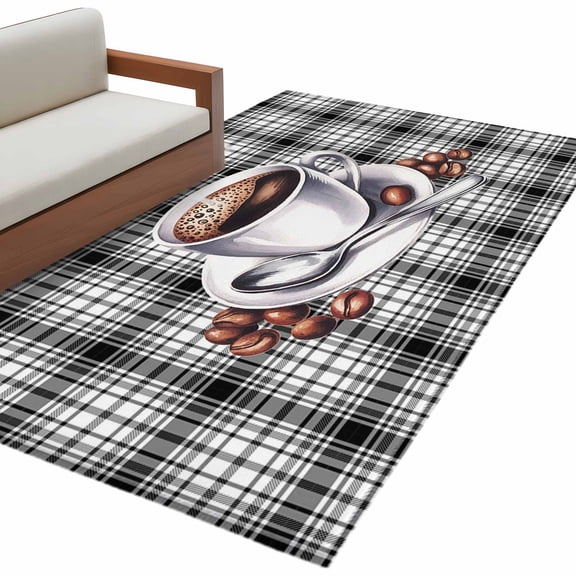Area Rugs for Living Room 4x6 Ft, Coffee Non Slip Area Rugs for Kitchen Bedroom Entryway, Vintage Art Black White Striped Farmhouse Washable Carpet Runner Rug Floor Mats for Bedroom Home Decor
