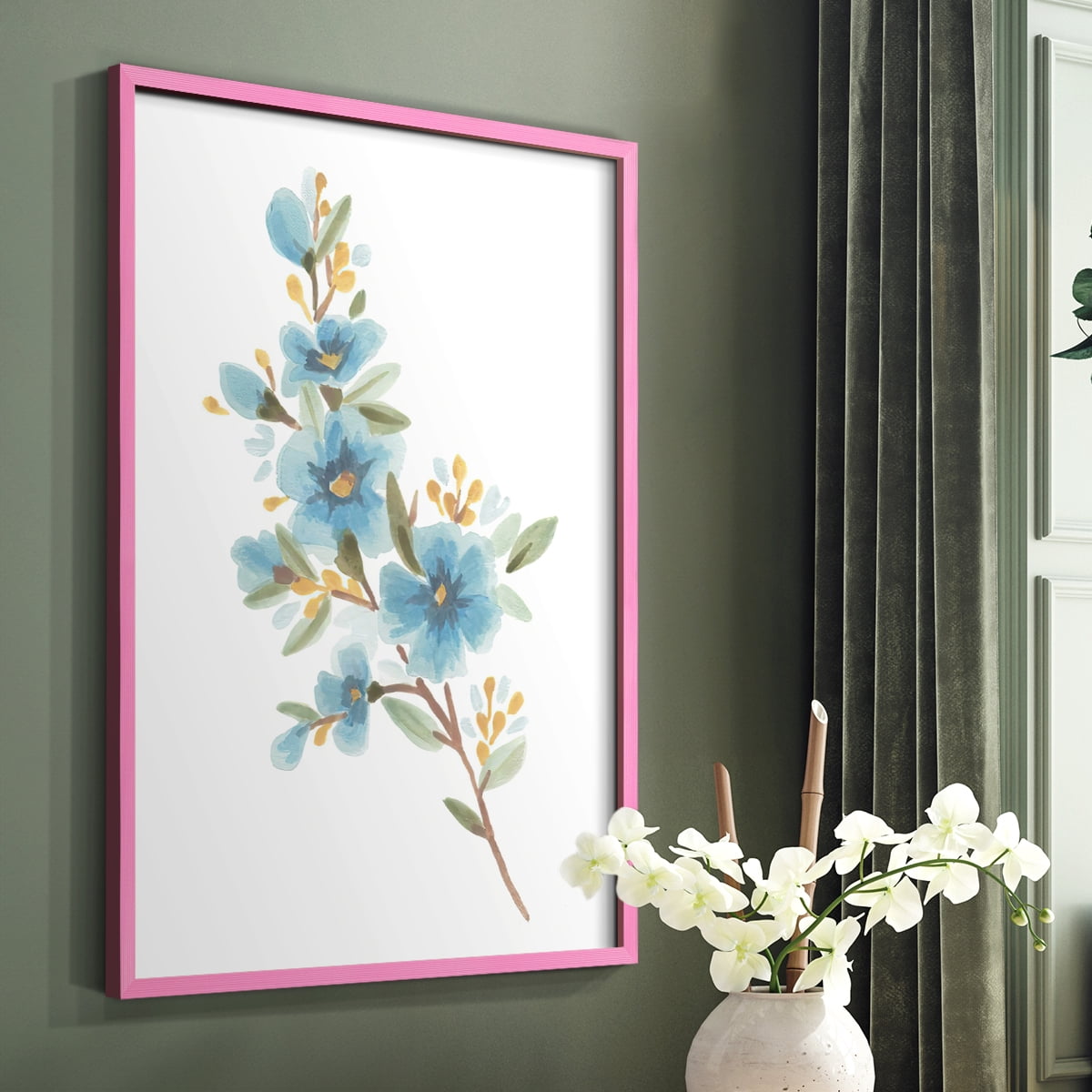 Wildflower Sprig I Framed Print - Solid Wood in Single Picture Frame Solid Wood 2 Framed Print