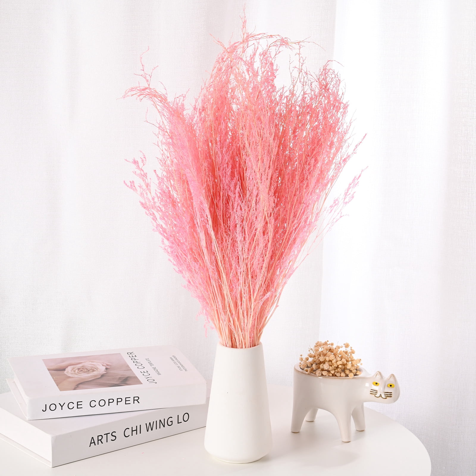 Uxcell Dried Flowers Bouquet 17" Dry Limonium Flower Bundle [Pink, 120g]