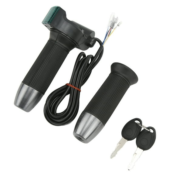 Electric Bike Handlebar Throttle Twist Grip Plastic Twist Throttle Accelerator Handle Grip with Display Green Screen Rocket Lock