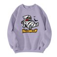 thumbnail image 2 of Men's Halloween Sweatshirt Cute Ghost Graphic Casual Long Sleeve Spooky Pullover Sweatshirt New Trendy Comfort T-Shirts Light Purple L, 2 of 5