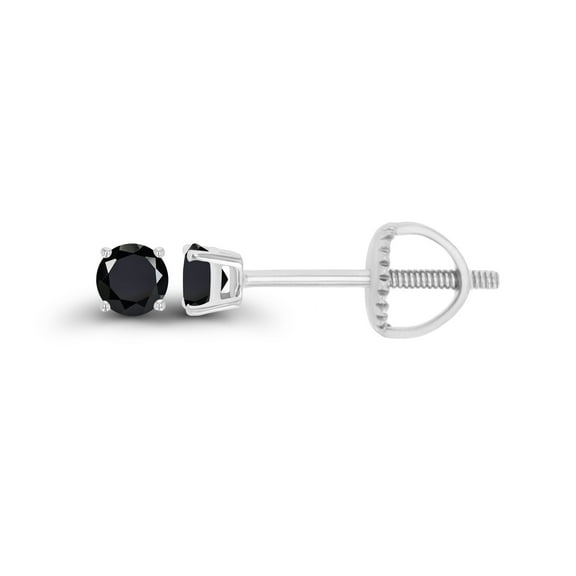 Decadence 925 Sterling Silver 3mm Round Natural Black Onyx Birthstone Screwback Stud Earrings