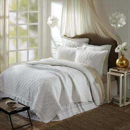 Marshmallow White Farmhouse Bedding Adelia Cotton Pre-Washed Pintuck