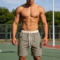 thumbnail image 3 of Mens Shorts Casual Summer Elastic Waist Drawstring Straight Leg Lightweight Knee Length Athletic Shorts with Pockets, 3 of 9