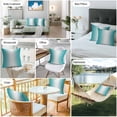 thumbnail image 6 of Teal and Outdoor Pillow Covers Pack of 2 White Gradient Waterproof Throw Pillow Covers Decorative Cushion Cases for Patio Garden Tent Balcony Couch 20x20 inch, 6 of 8