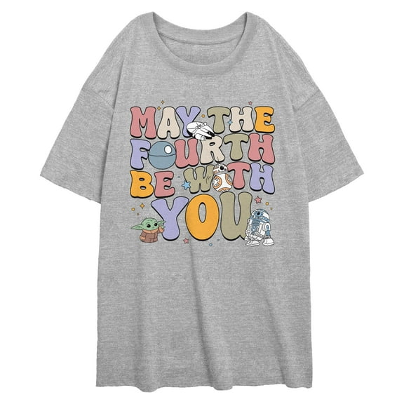 Juniors Star Wars: The Mandalorian Colorful May The Fourth T Shirt