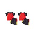 thumbnail image 2 of RUINIXCW Toddler Baby Boy Football Soccer Jersey Outfit Infant Baby Boys Fall Summer Clothes Crew Neck Short Sleeve Shirt and Shorts 2 Pcs Set, 2 of 9