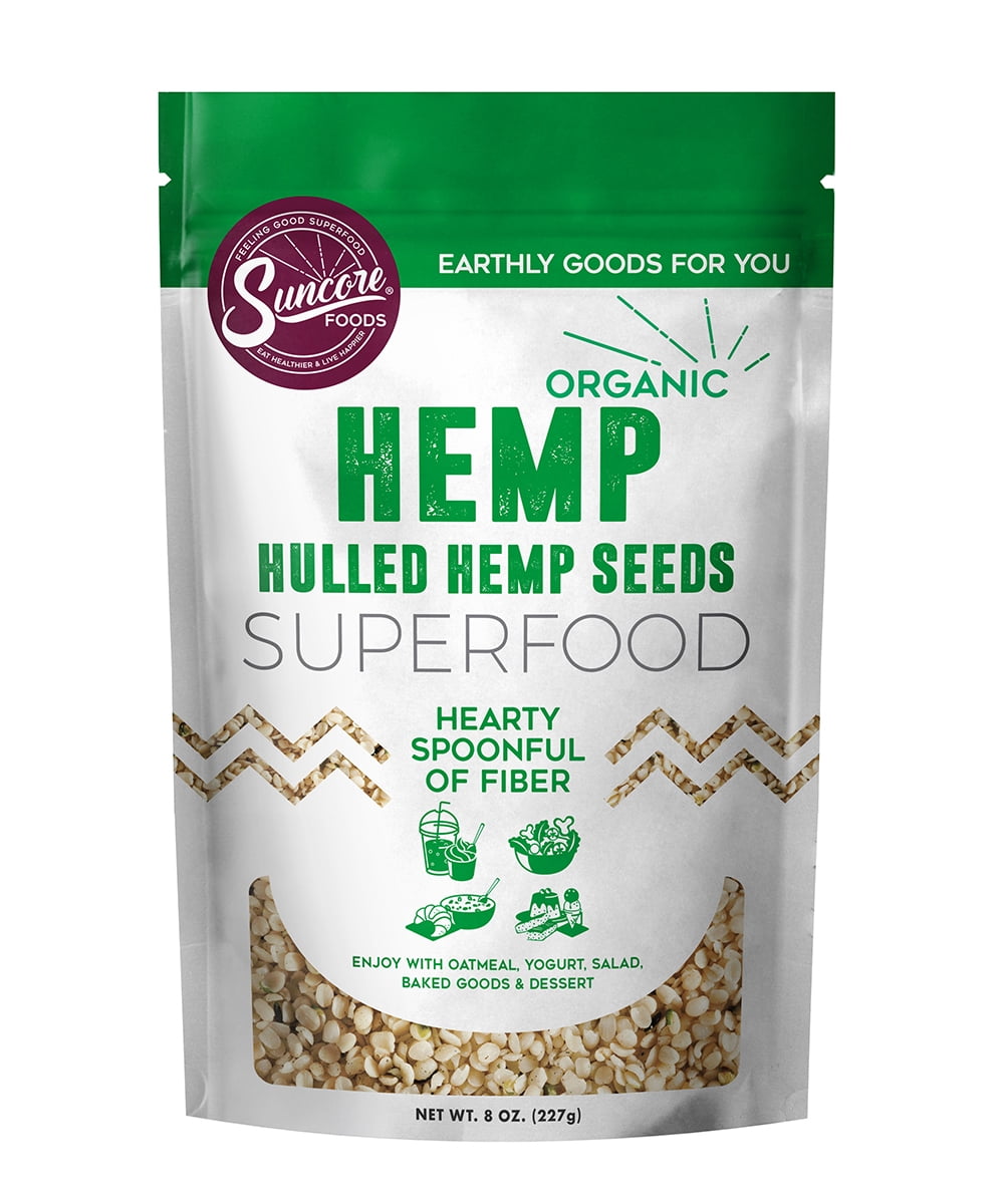 Suncore Foods Inc Organic Hemp Seeds, 8oz, Superfoods, Plant Based