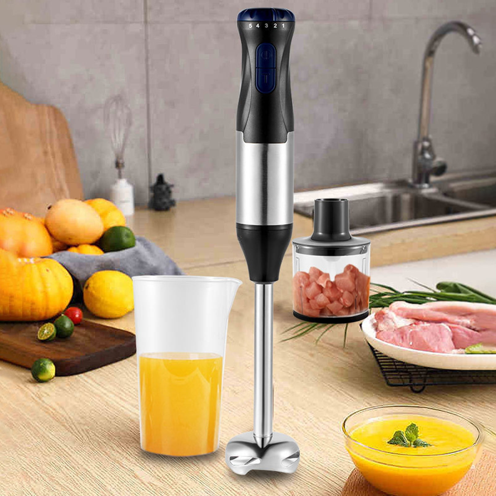 Xinyolin Electric Handheld Blender with Stainless Steel Blade Speed Adjustable EU Plug 220V Hand Blender Electric Meat Grinder Kit